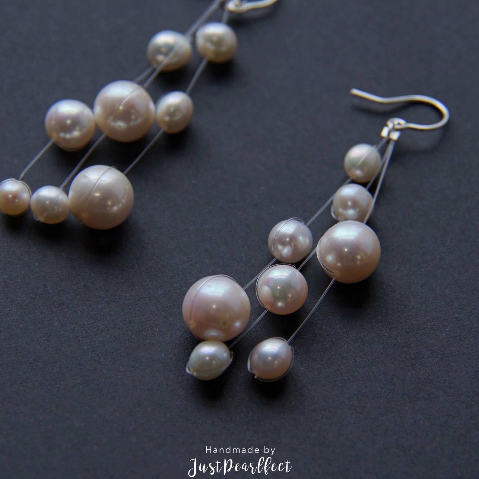 Illusion Pearl Earring Floating Pearl Earring Genuine Etsy(01)
