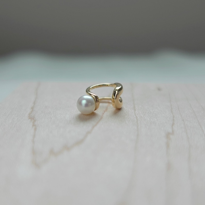 Freshwater Pearl Safety Pin Ear Cuff Small Pearl Cartilage Etsy