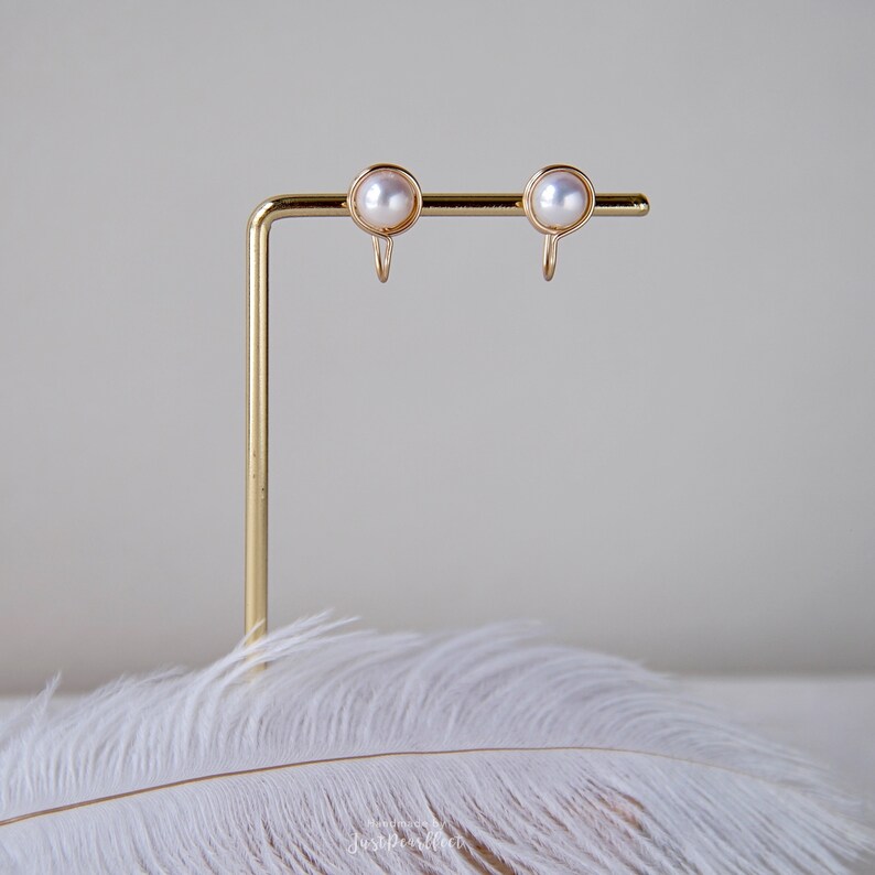 Comfortable Non Pierced Ear Clip Real Pearl Clip-on Drop Earring No Pain Freshwater Pearl Ear Clip U Spiral Shaped Ear Clip