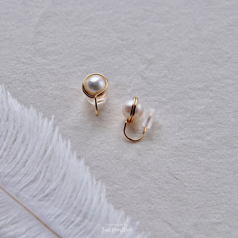 Comfortable Non Pierced Ear Clip Real Pearl Clip-on Drop Earring No Pain Freshwater Pearl Ear Clip U Spiral Shaped Ear Clip