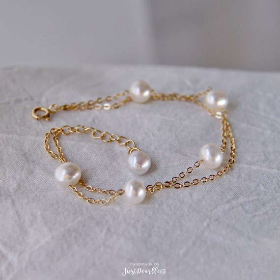 ◇TATIANA◇ (Set) Pearl and petit cubic ball chain bracelet Coin and Bead Chain Bracelet Set – Hey Happiness