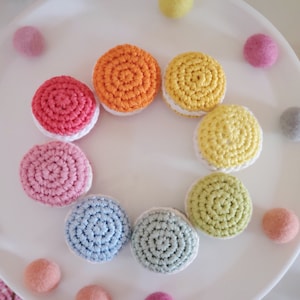 Crochet MACAROON BOX SET (8 Macaroons), Plush Macaroons, Crochet Decoration, Handmade, For Parties + Birthdays + GiftMacar