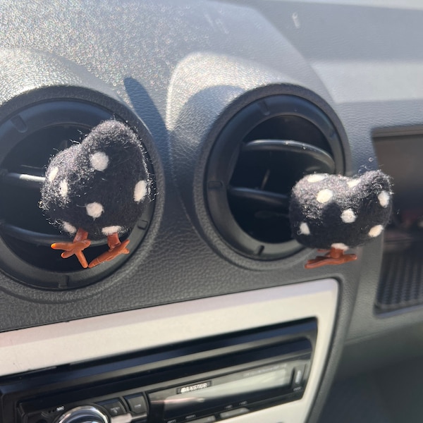 Stuck polka dot chicken butt car vent clip Needle felted farm animal Gag chicken car accessories Chicken lovers gift Crazy chicken lady