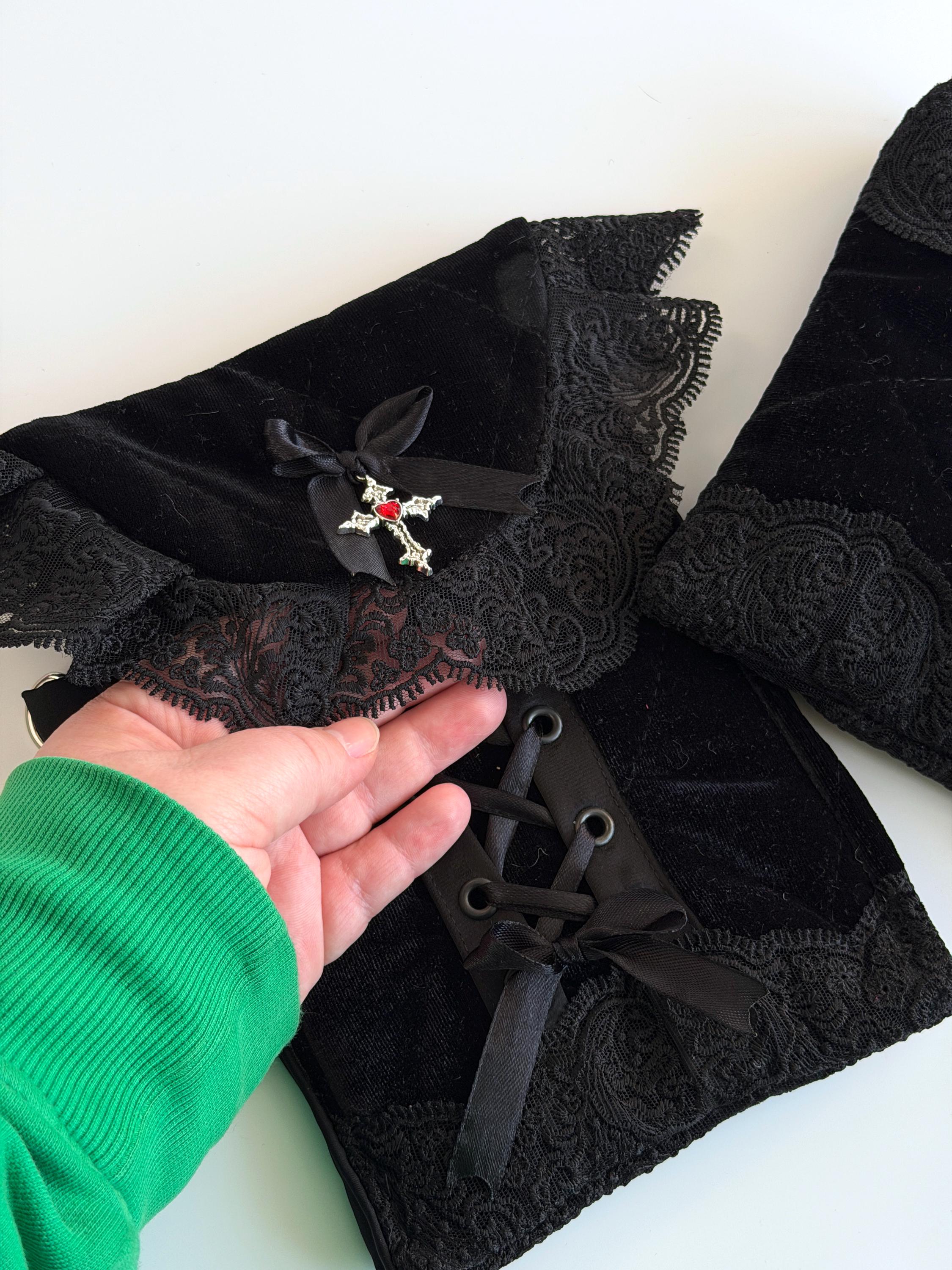 Gothic Tech Organizer Pouch With Cross Charm | Handmade Dark Academia ...