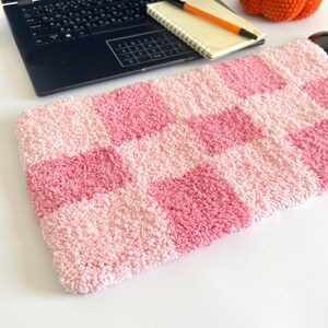 Pink Checkered Keyboard Rug Light Pink Hand Tufted Keyboard Pad ...