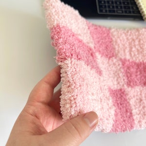 Pink Checkered Keyboard Rug Light Pink Hand Tufted Keyboard Pad ...