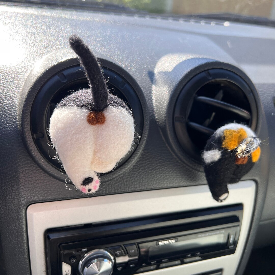 Funny Car Air Freshener Stuck Cat Butt Car Vent Clip Gag Cat Car