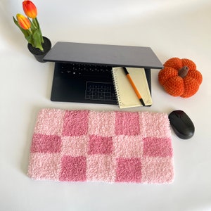 Pink Checkered Keyboard Rug Light Pink Hand Tufted Keyboard Pad ...