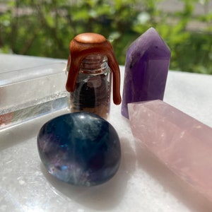 Mini Witch/Wicca protection spell jar with herbs and crystals