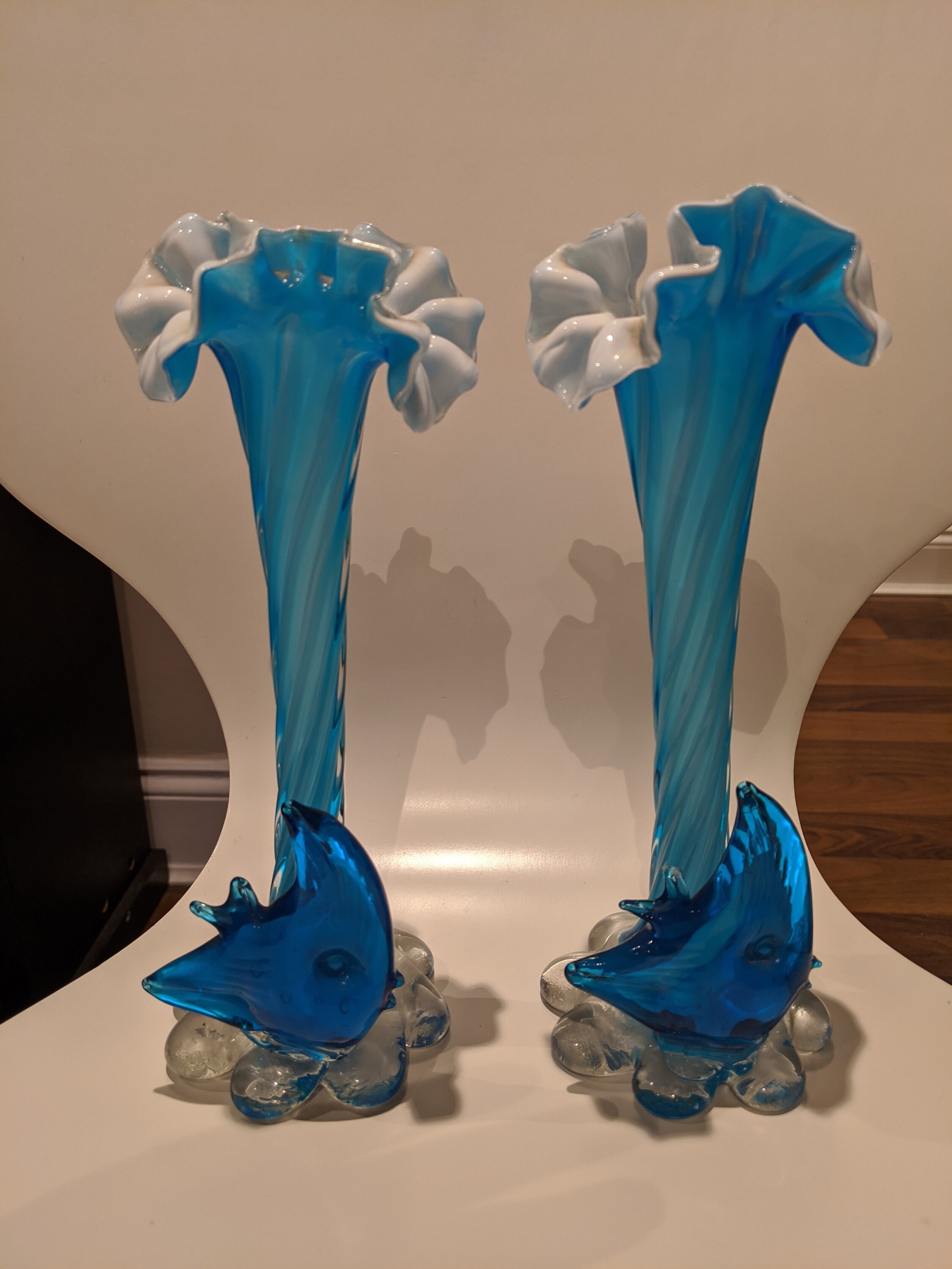 1950s Vintage Murano Glass Fish/ Marine Pair of Vases Etsy
