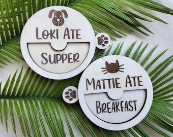 Custom Pet Feeding Tracker / Personalized Pet Reminder Supplies / Dog Fed Magnet / Cat Fed Magnet / Refrigerator Magnet / New Pet Gift