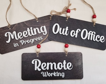 Office Door Sign | Out of Office Sign | Remote Working Sign | Meeting in Progress Sign | Custom Office Door Sign | Hybrid Work | Staff Gift