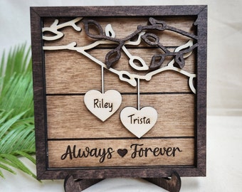 Personalized Wooden Sign | Couples Custom Wood Sign | Valentines Day Gift | Anniversary Gift | Wedding Gift | Couples Names Sign