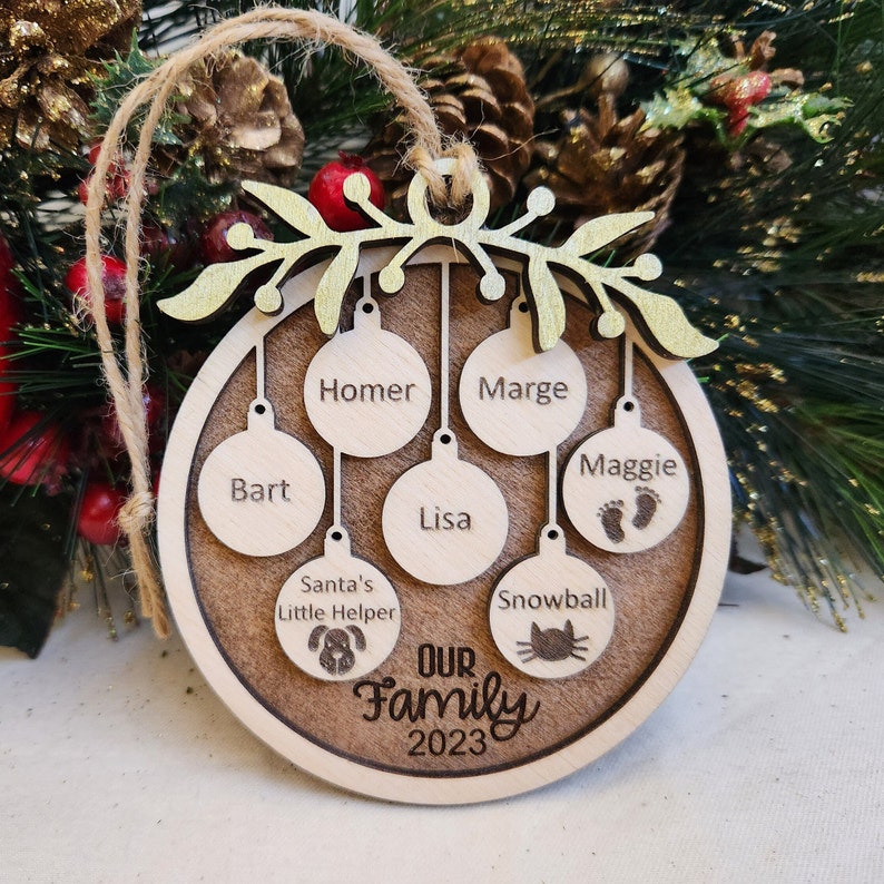 Personalized Family Christmas Ornament, Laser Cut Wooden Name Ornament ADD Leaf Only