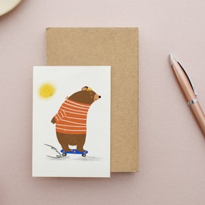 Carte postale ours en skate