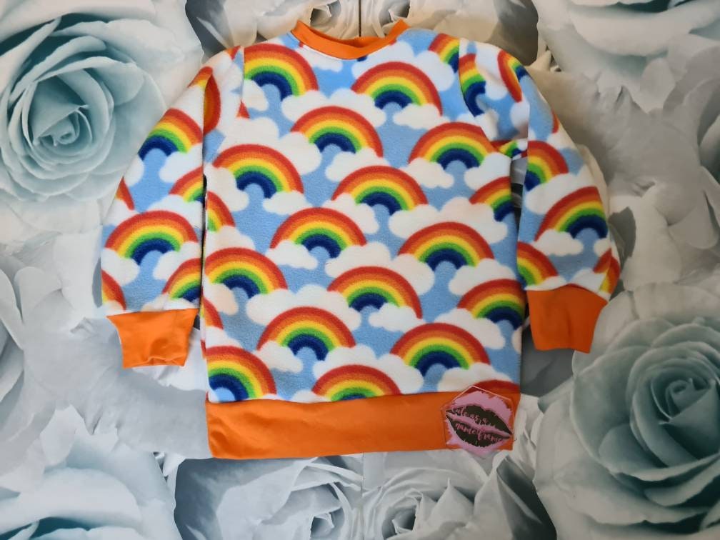 Rainbow fleece children's jumpers rainbow sweatshirt Etsy