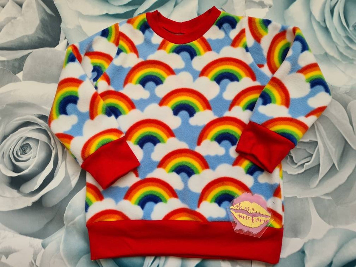 Rainbow fleece children's jumpers rainbow sweatshirt Etsy