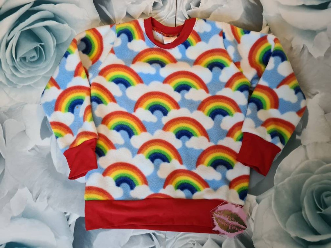 Rainbow fleece children's jumpers rainbow sweatshirt Etsy
