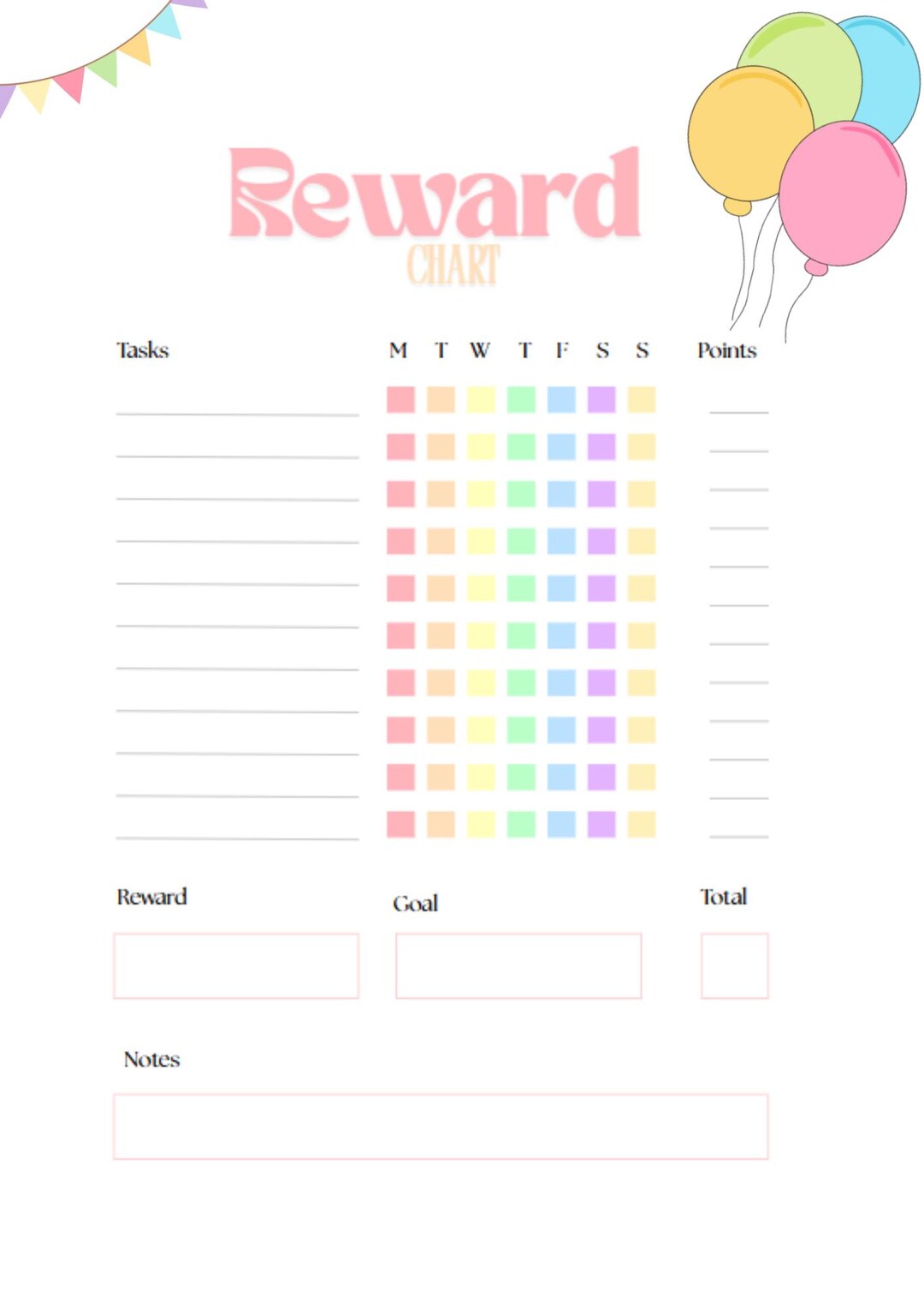 Digital & Printable A4 Child Reward Chart - Etsy