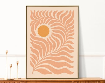 Boho Floral Art Print: Abstract Pink Leaves, Gallery Wall Decor