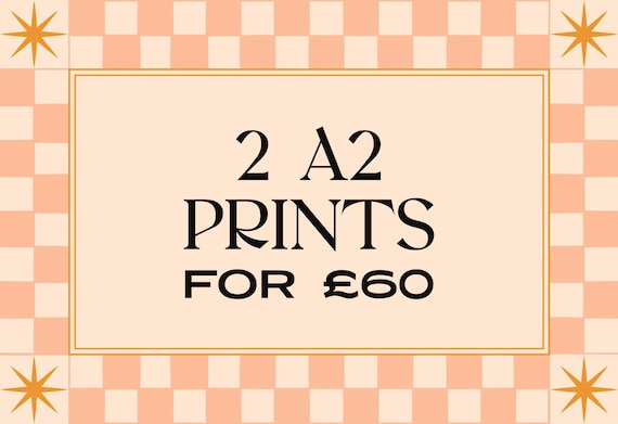 2 A2 Prints Bundle: Botanical Wall Art Set, Bohemian Gallery Wall Posters Home Decor