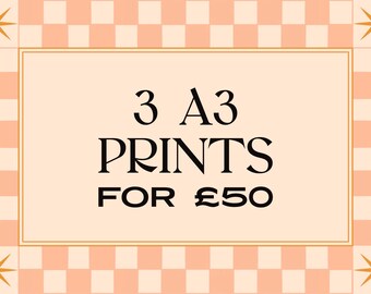 3 A3 Prints Bundle: Botanical Wall Art Set, Bohemian Gallery Wall Posters Home Decor