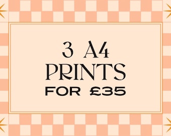3 A4 Prints Bundle: Botanical Wall Art Set, Bohemian Gallery Wall Posters Home Decor