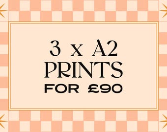 3 A2 Print Bundle: Boho Gallery Wall Poster Set, Botanical Art, Bedroom Home Decor