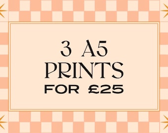 3 A5 Prints Bundle: Botanical Wall Art Set, Bohemian Gallery Wall Posters Home Decor