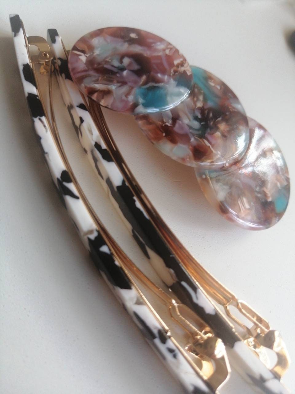 3 best quality French Barrette Hair Clips. Multicolor hair Etsy