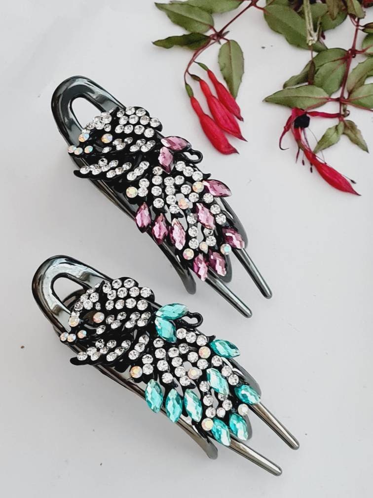 High Quality Crystal Rhinestone Hair Fork.sparkly Hair Claw. Etsy UK
