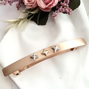 Matte gold barrette with stars,minimalist,celestial, handmade, high quality, sleek, women barrette clip, gift for her