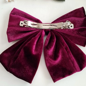 Oversize vine red bow barrette, velvet bow clip,large Christmas bow, velvet bow barrette clip, silky velvet bow, Christmas bow clip