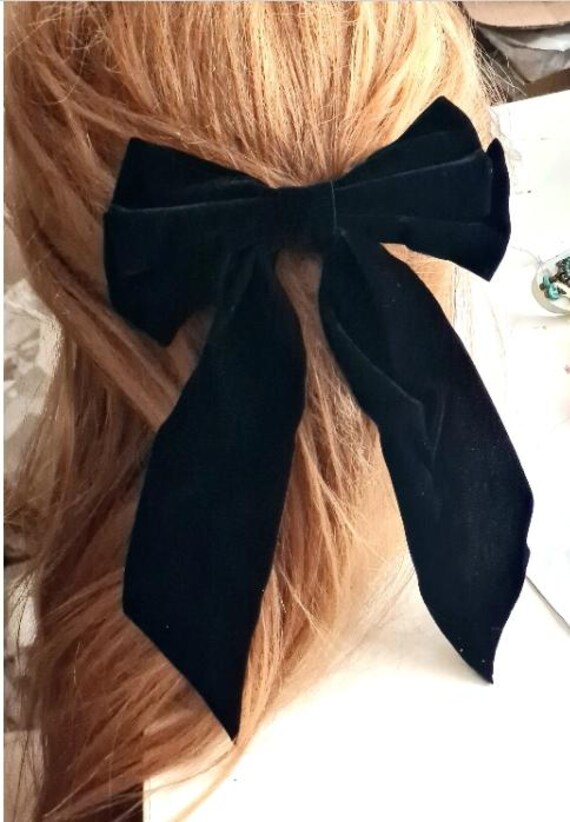 Große Schwarze Samt-Haarschleife Mit Clip – Elegant & Vielseitig Für Hochzeit, Alltag Oder Party