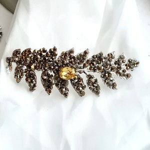 Full rhinestones and crystal wedding barrette, leaf,bride,bridesmaid, prom,leaf shaped handmade barrette, hair barrette for wedding guest