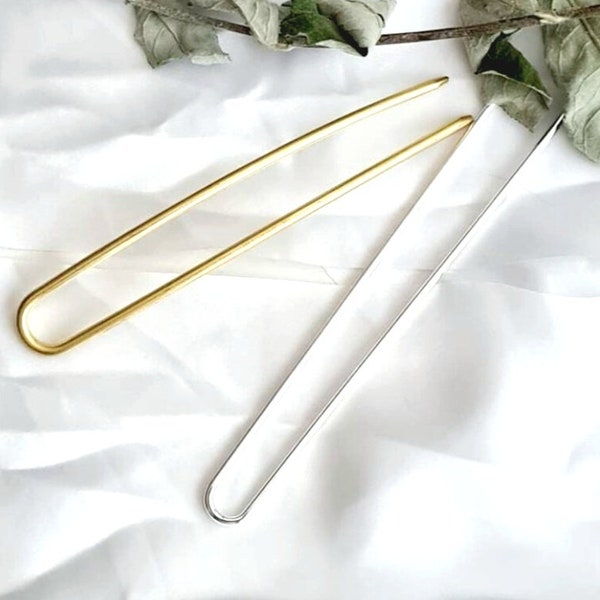 U shaped hair stick. Silver or gold bun holder.Metal hair stick Metalhair fork Strong bun maker Minimalist hair clip.Minimal hair fork