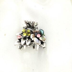 Pinza para el cabello con forma de flor pequeña, concha de abulón con diamantes de imitación multicolores, accesorio para bodas de verano.