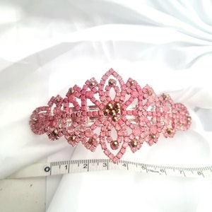 Full rhinestones silver and pink crystal barrette, wedding, bridal, bridesmaid, wedding guest,prom,birthdays, high quality sparkle barrette