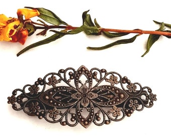 Bronze Celtic barrette. Ancient bronze barrette. Celtic barrette clip. Metal hair barrette. Filigree hair barrette. Vintage hair barrette.