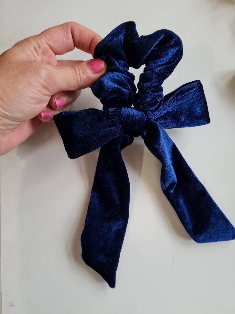 Navy Blue Velvet Bow High Quality Velvet Hair Tie Elastic Bow Etsy