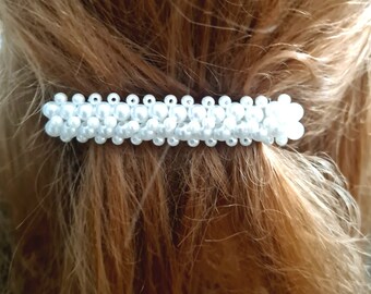 White Pearl Hair Barrette, Wedding, Bride, Bridesmaid  display picture 1