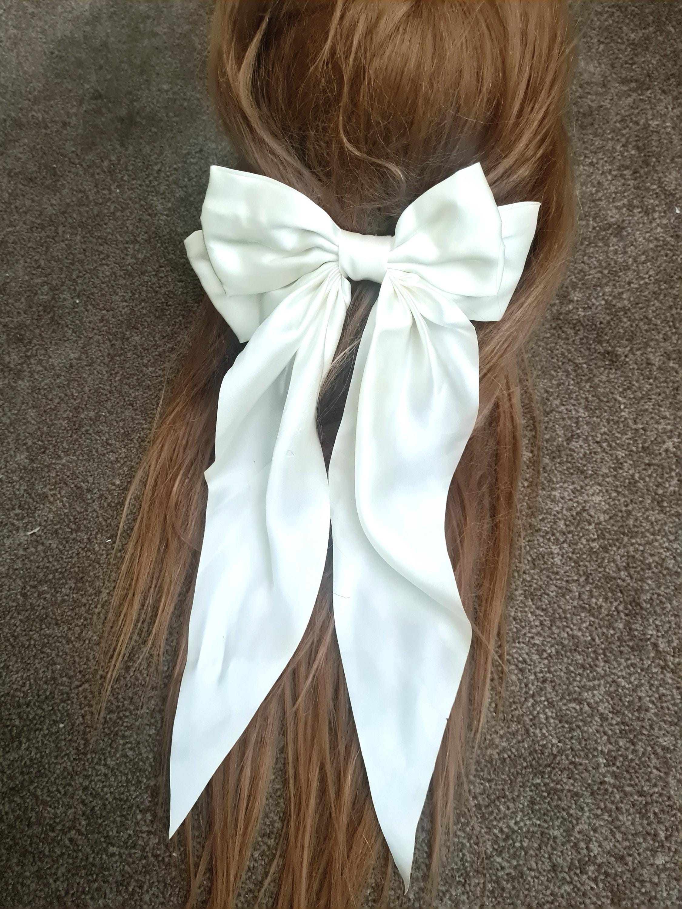 ATODEN Satin-Haarschleifen Weiß, 4er Set – Übergroße Schleifen Mit Langem Schwanz Für Hochzeit & Alltag