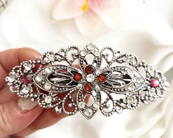Vintage Tanzanite Swarovski Crystal Floral Barrette for  display picture 1