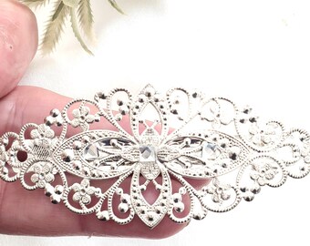 Filigree Floral Barrette: Victorian Style Bridal Hair Clip  display picture 1