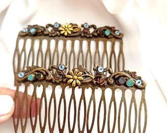 Handmade, Vintage inspired, gold, hair piece. Amazon.com : 4 Pieces Gold Leaf Hair Pins Bridal Wedding  main image 2