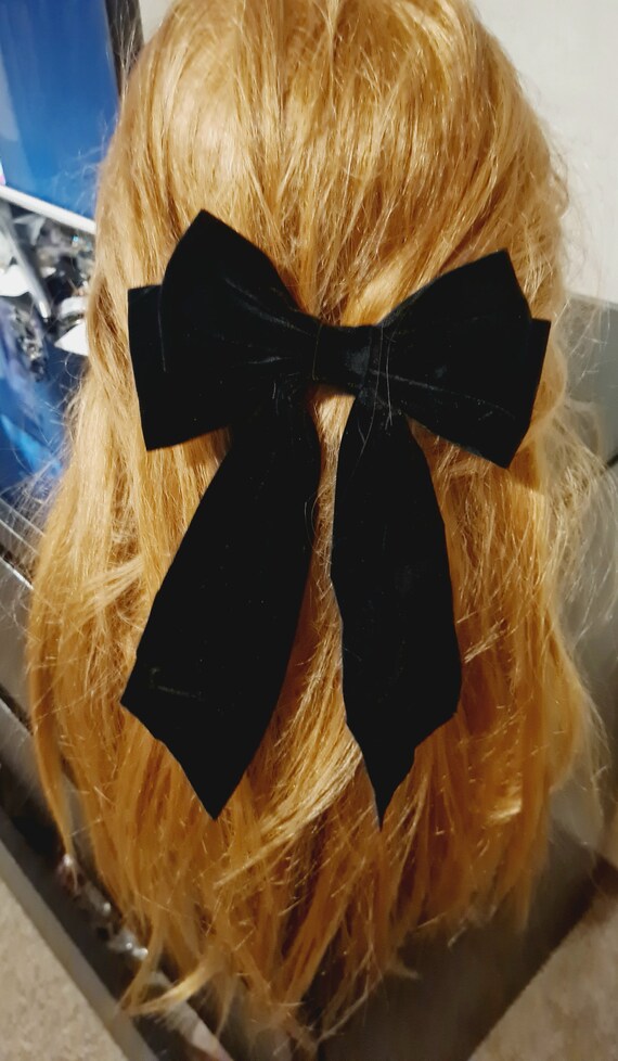 4 Stück Satin-Haarschleifen – Große Schleifen Mit Metallclip, Weich & Glatt, In 3 Größen, Französischer Style, Schwarz