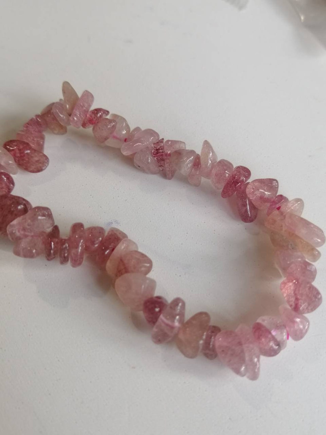 Real pink natural stones beautiful bangle bracelet. Elastic Etsy