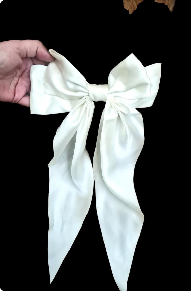 2 Stück Satin-Haarschleifen Mit Spange – Große Schleife, Langer Schwanz, Für Mädchen Und Damen