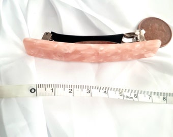 Marble pink acetate barrette, thick hair,resin, double clasp pink barrette ,high quality French barrette, women barrette clip