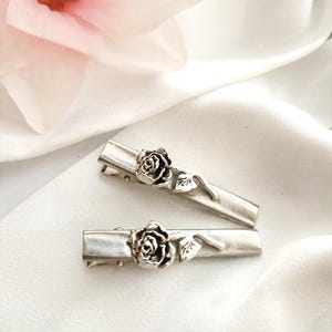 Set of 2 silver minimalist floral hair clip, alligator, crocodile hair clip, Celtic, lrish flowers hair slide, flower hair clip, handmade
